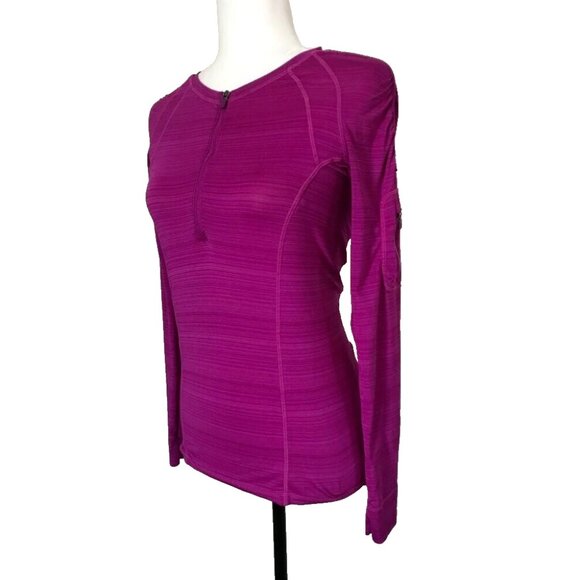 ATHLETA Long Sleeve 1/2 Zip Running Top Size XS Magenta Purple Fitted - Picture 4 of 9